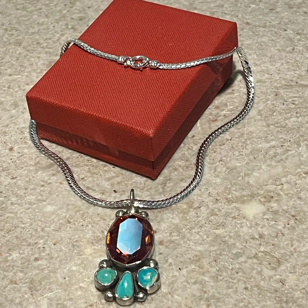 Mud Lowery Crystal & Turquoise Necklace- NIB - Picture 9 of 14